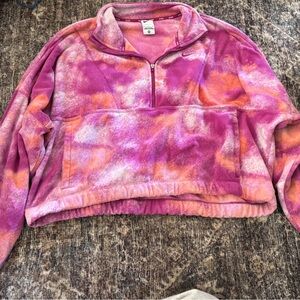 Nike Women's Pink/Purple and Orange Teddy Jacket